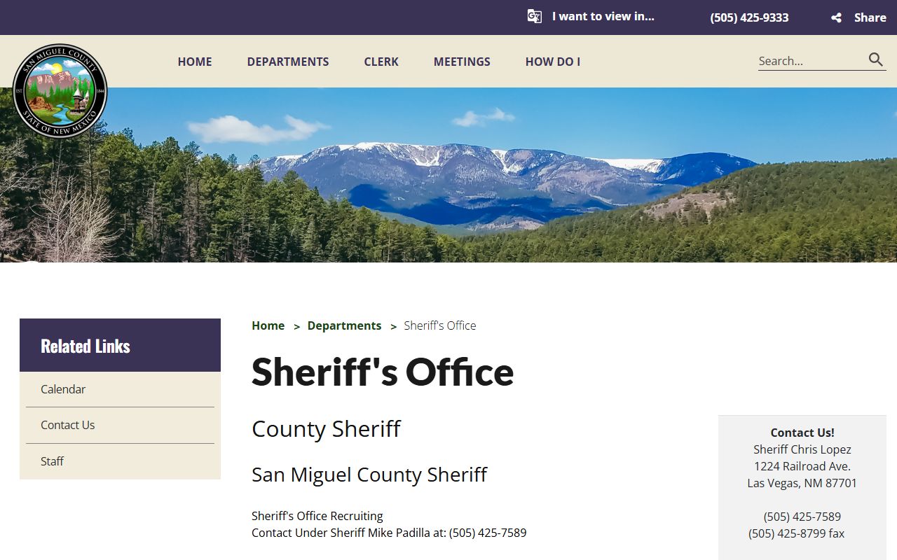 San Miguel County arrest records Sheriff's Office source
