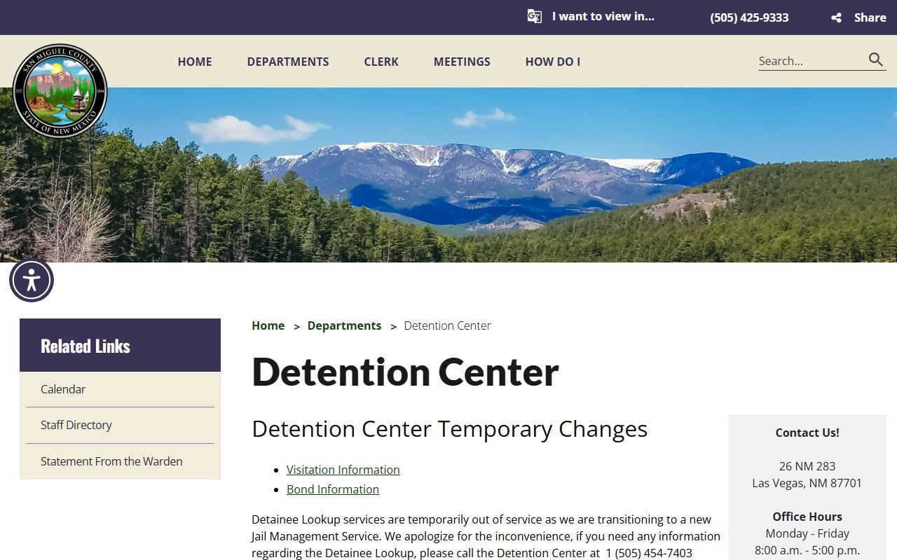 San Miguel County arrest records Detention Center source
