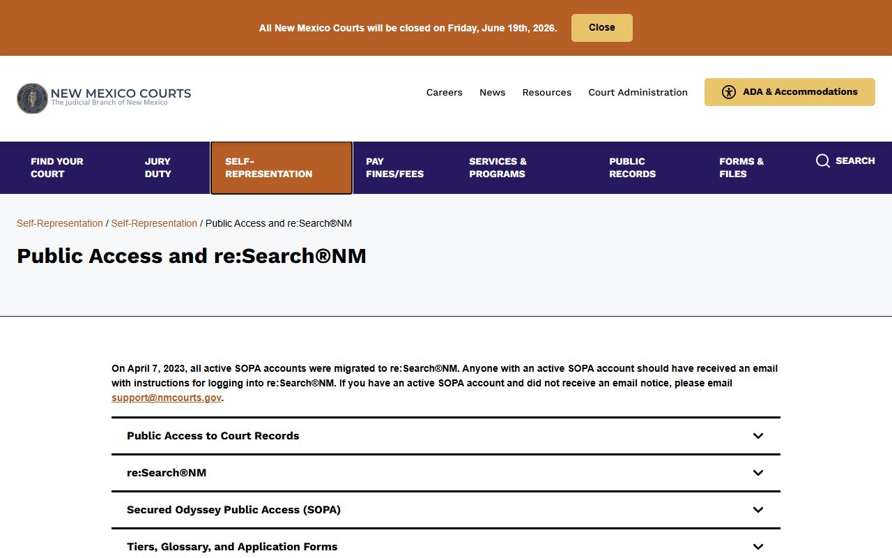 San Miguel County court records public access and reSearchNM guidance