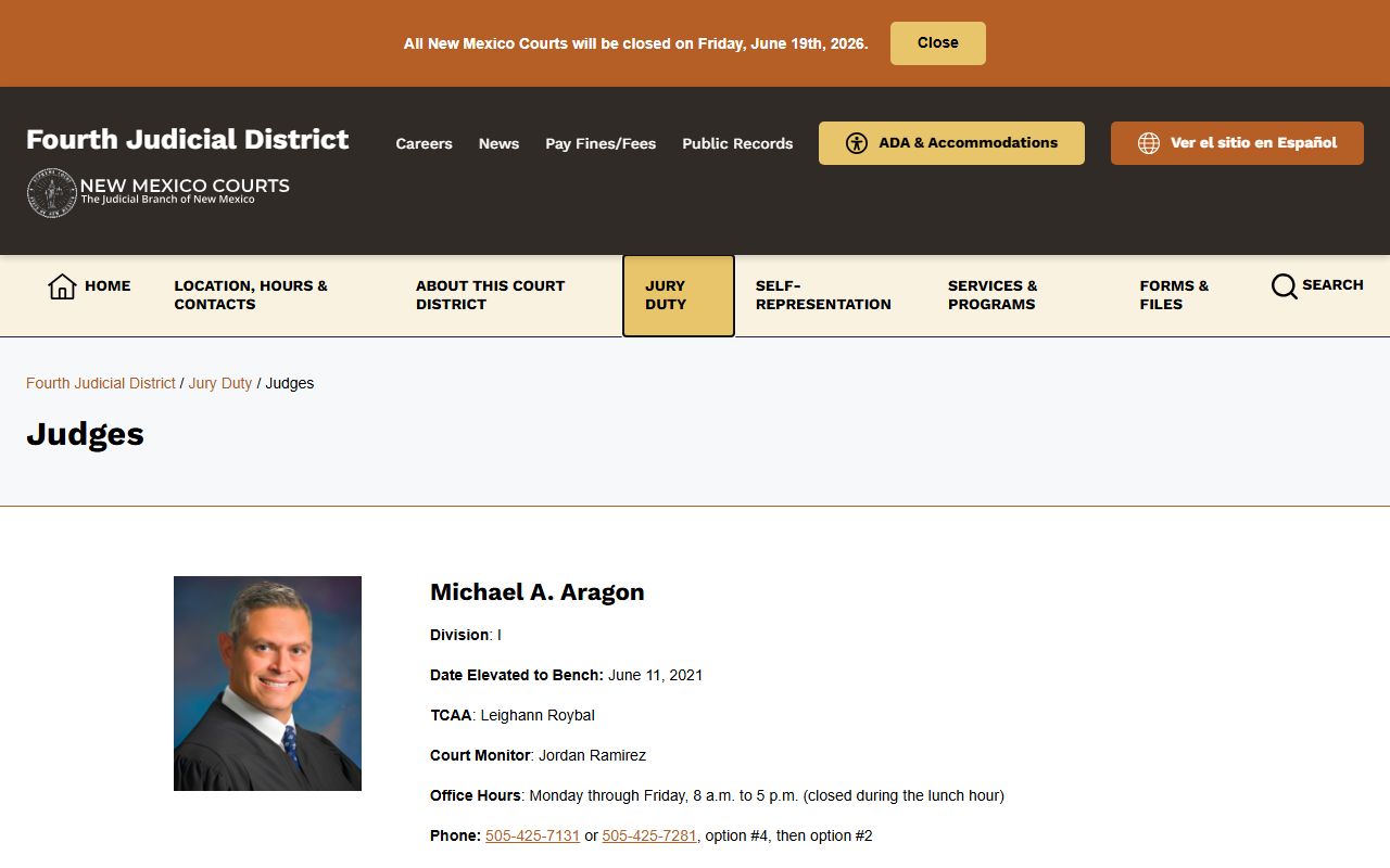 San Miguel County District Court judges page