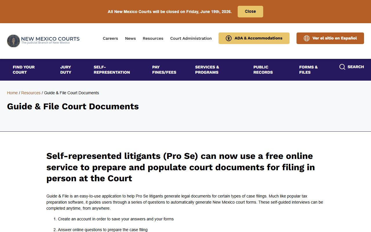 San Miguel County District Court Guide and File documents
