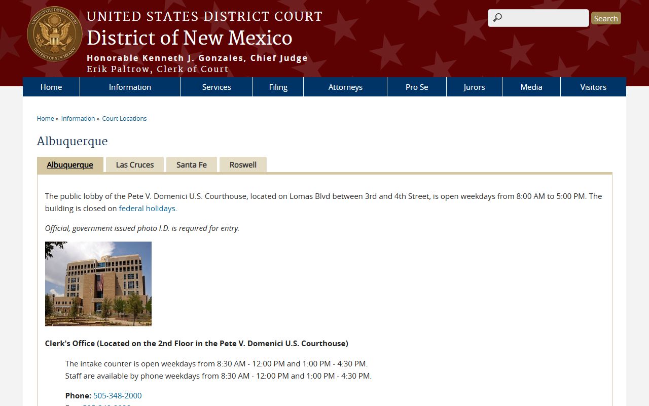San Miguel County District Court U.S. District Court Albuquerque courthouse