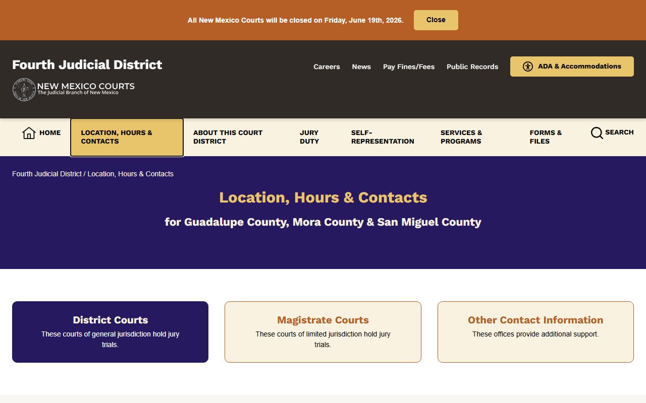 San Miguel County court records district and magistrate courthouse contacts