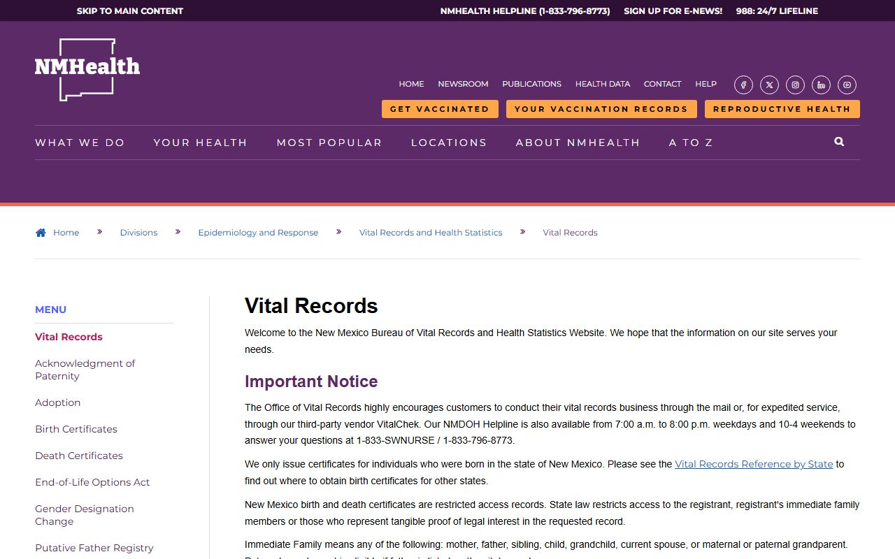 New Mexico vital records marriage license guidance