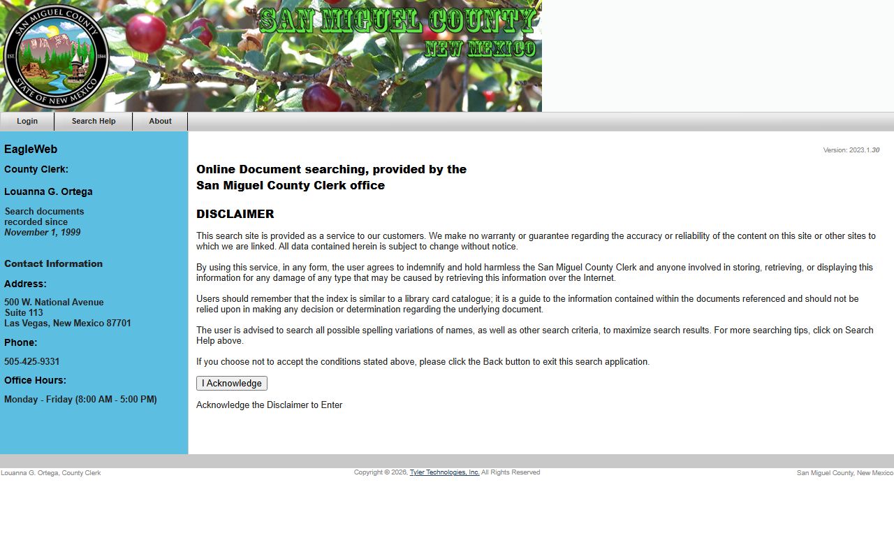 San Miguel County public records index for recorded documents