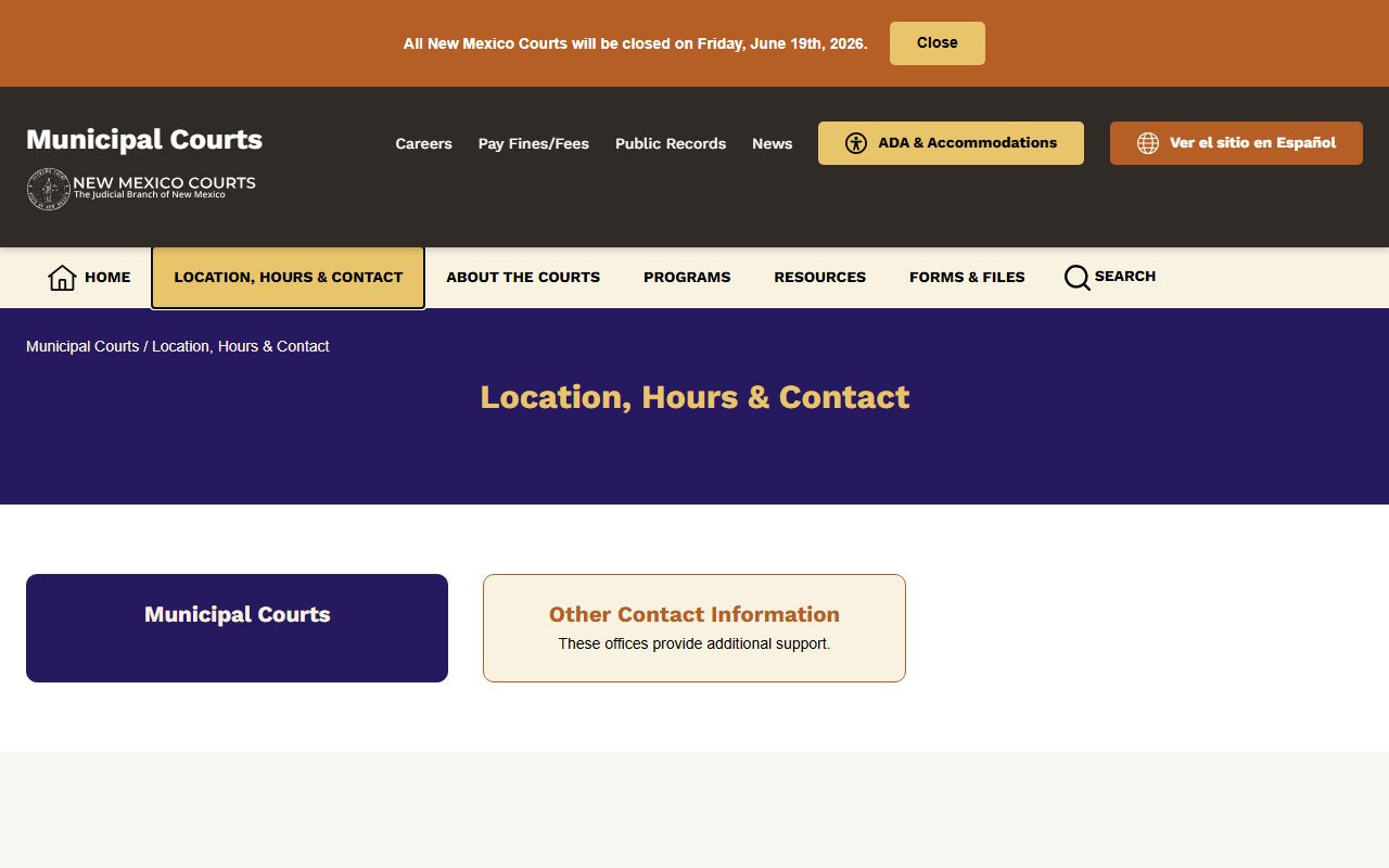 New Mexico municipal courts contact page for San Miguel County traffic records